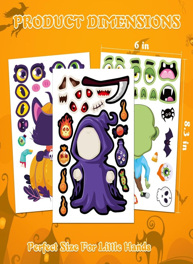 Aowplc مجموعة ملصقات Aowplc للهالوين للأطفال - 48 ورقة ملصقات لرسم وجوه - 16 تصميمًا فريدًا، قابلة للمزج والتنسيق لتوزيعها كهدايا للحفلات، والأعمال الفنية، وحشو أكياس الهدايا، والأنشطة الصفية، وألعاب العطلات - Image 5